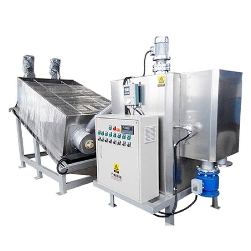 10m3/H caminan por el fango el apilador integrado de desecación del tornillo de la separación de sólido-líquido de la prensa de la concentración de la filtración de la máquina