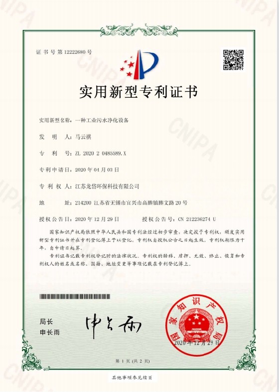 چین Jiangsu Longdai Environmental Protection Group Co., Ltd. گواهینامه ها
